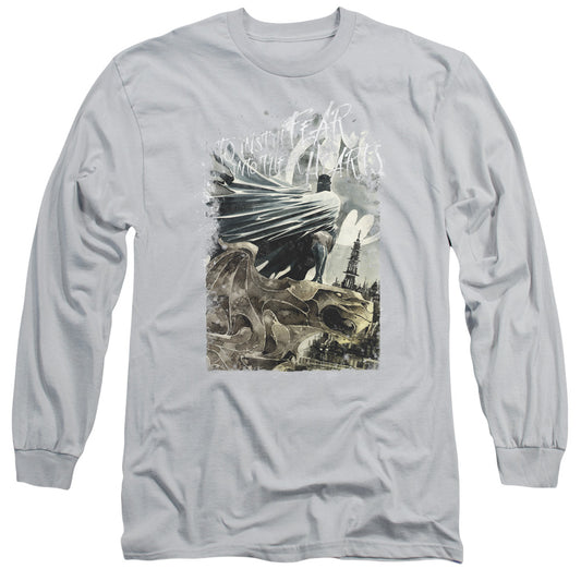 Batman - Instill Fear - Long Sleeve Adult 18/1 - Silver T-shirt