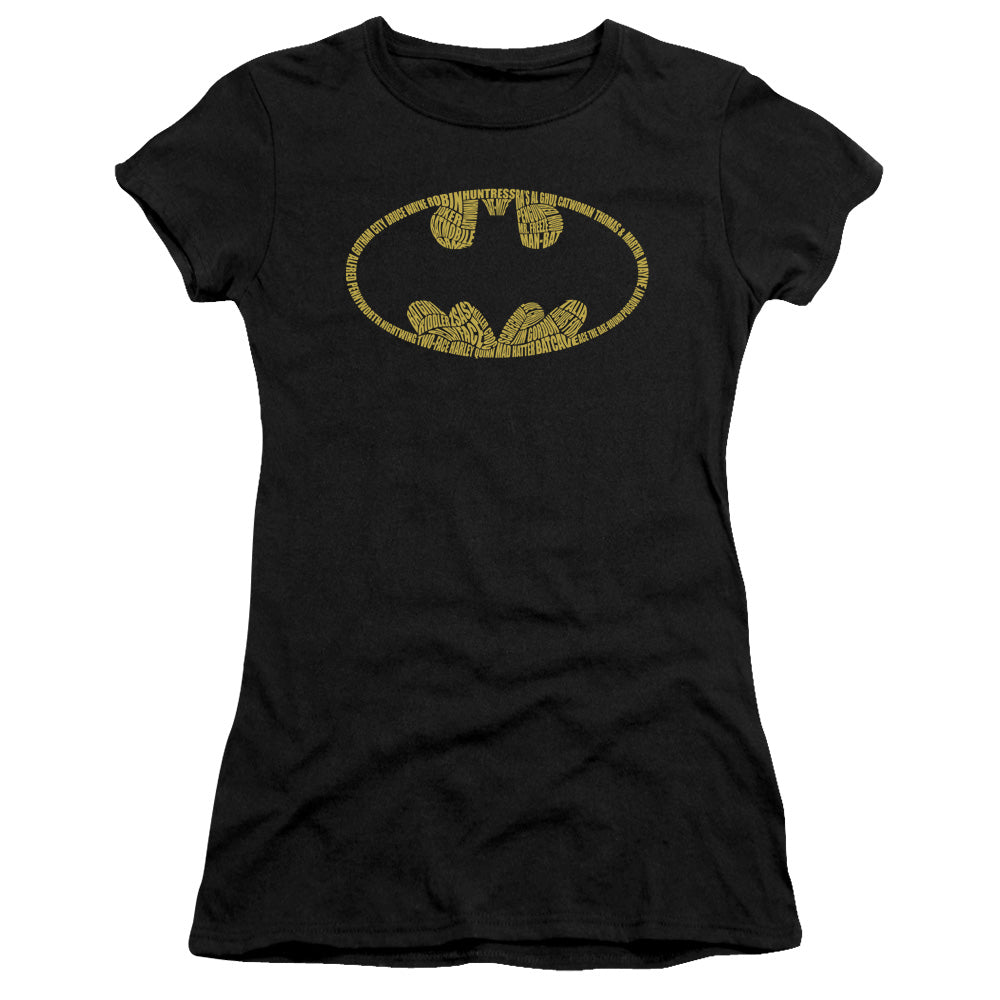 Batman - Word Logo - Short Sleeve Junior Sheer - Black T-shirt