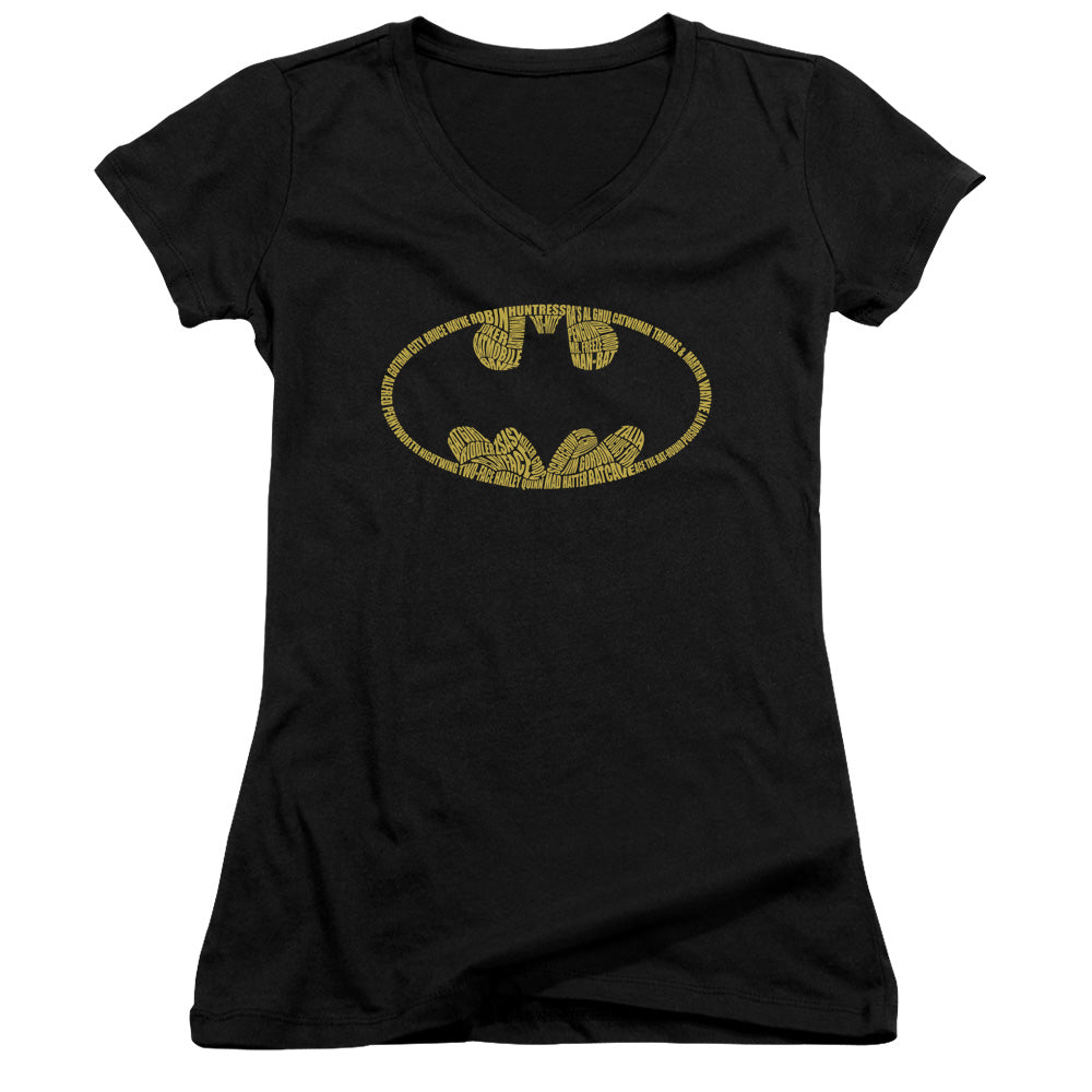 Batman - Word Logo - Junior V-neck - Black