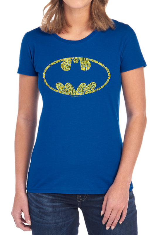 Batman - Word Logo - Short Sleeve Womens Tee - Black T-shirt