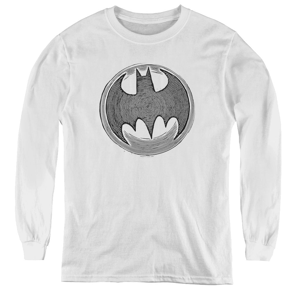Batman - Knight Knockout - Youth Long Sleeve Tee - White