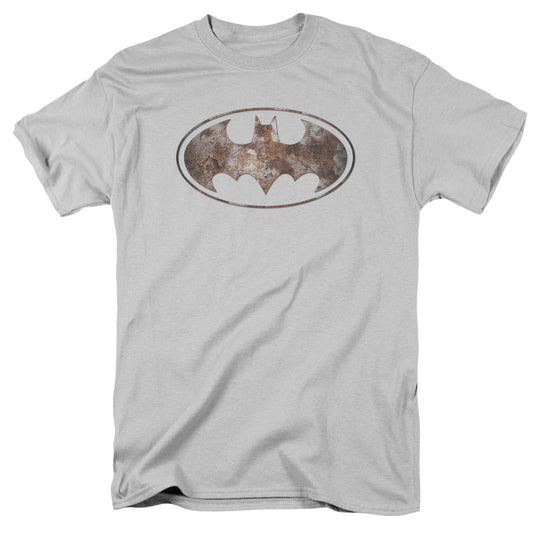 Batman - Heavy Rust Logo - Short Sleeve Adult 18/1 - Silver T-shirt