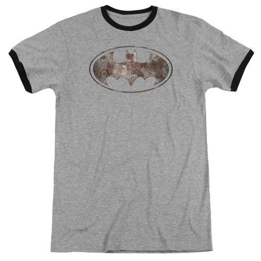 Batman - Heavy Rust Logo - Adult Ringer - Heather/black