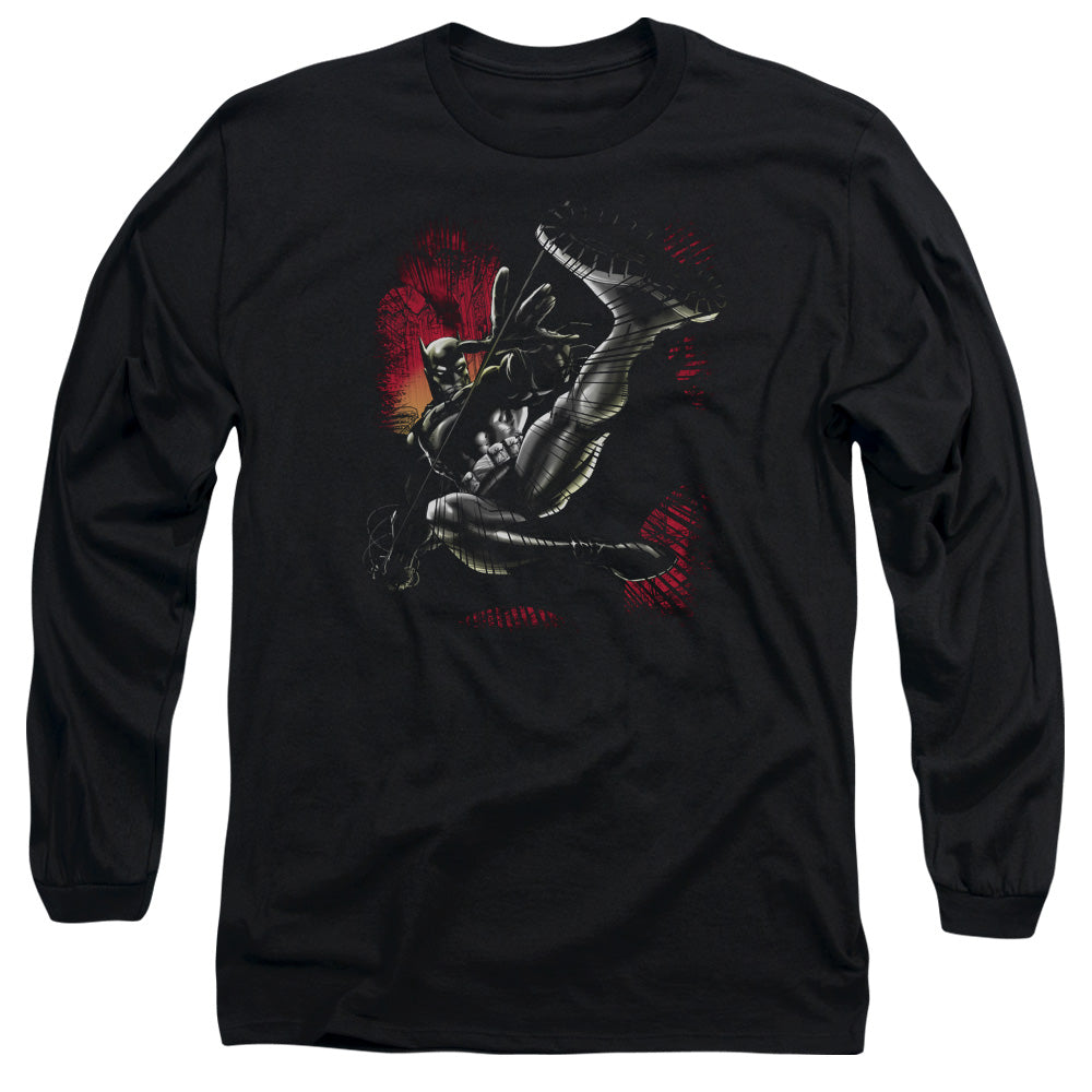 Batman - Kick Swing - Long Sleeve Adult 18/1 - Black T-shirt