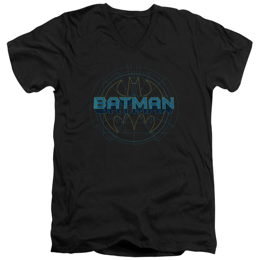 Batman - Bat Tech Logo - Short Sleeve Adult V-neck - Black T-shirt