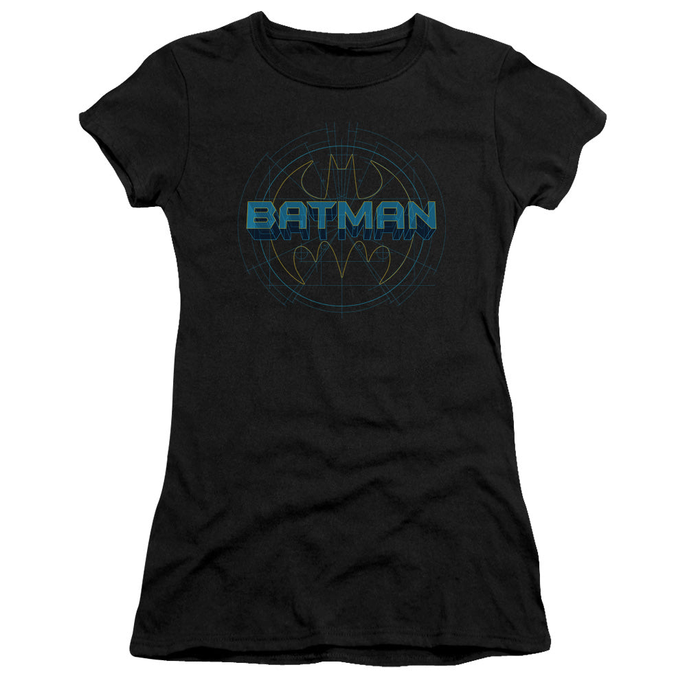 Batman - Bat Tech Logo - Short Sleeve Junior Sheer - Black T-shirt