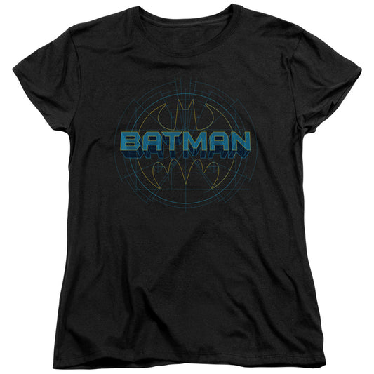Batman - Bat Tech Logo - Short Sleeve Womens Tee - Black T-shirt