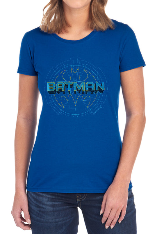 Batman - Bat Tech Logo - Short Sleeve Womens Tee - Black T-shirt
