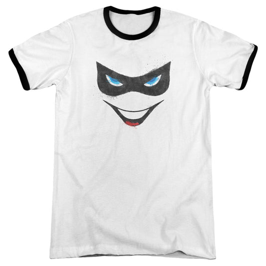 Batman - Harley Face - Adult Ringer - White/black