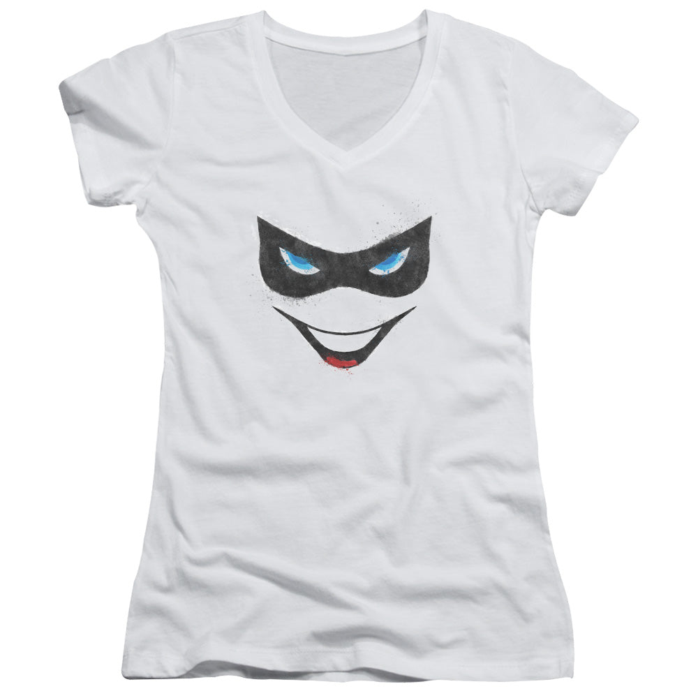 Batman - Harley Face - Junior V-neck - White