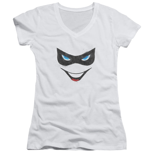 Batman - Harley Face - Junior V-neck - White
