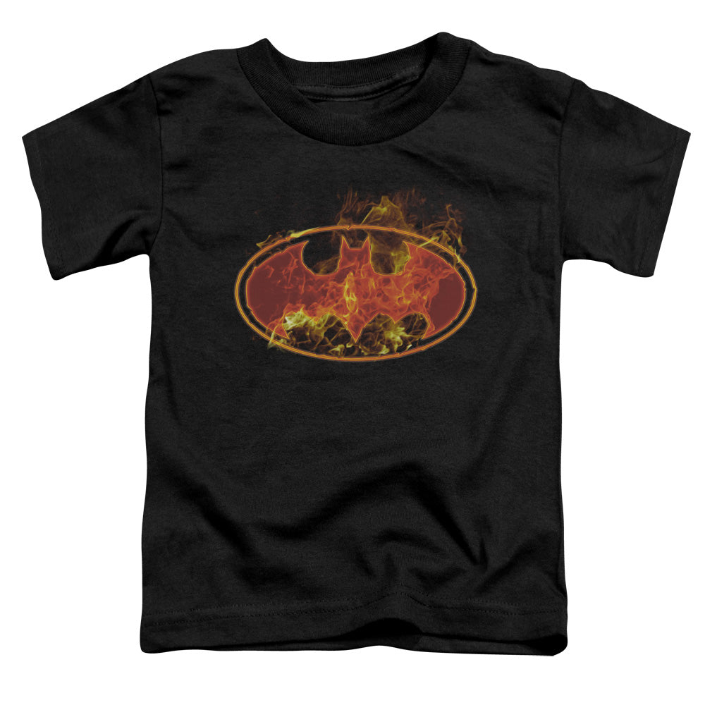 Batman - Flames Logo - Short Sleeve Toddler Tee - Black T-shirt
