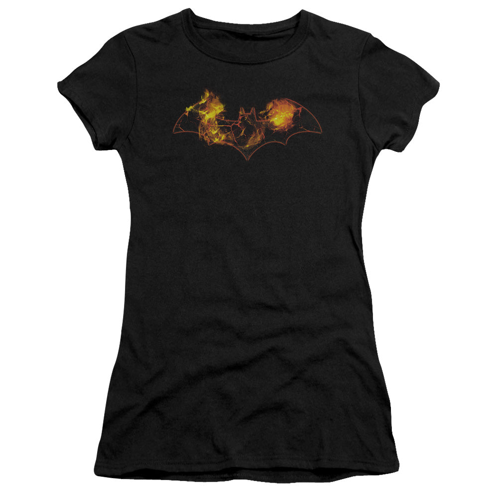 Batman - Molten Logo - Short Sleeve Junior Sheer - Black T-shirt