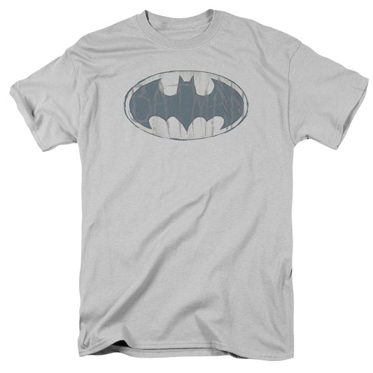 Batman - Water Sketch Signal - Short Sleeve Adult 18/1 - Silver T-shirt