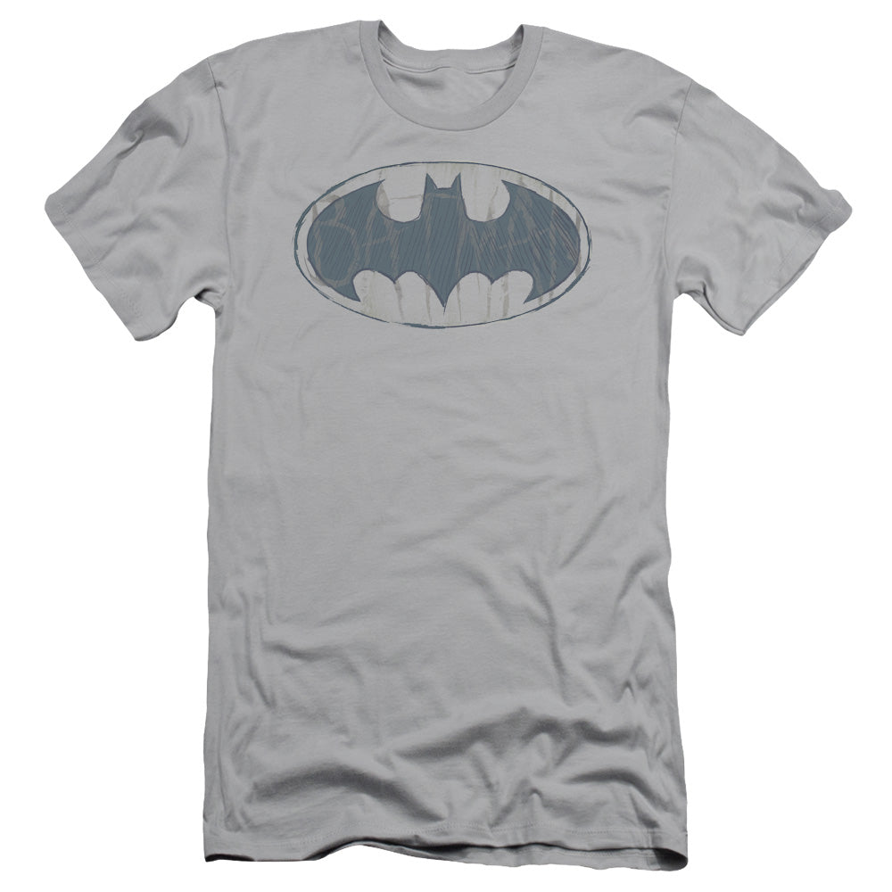 Batman - Water Sketch Signal - Short Sleeve Adult 30/1 - Silver T-shirt