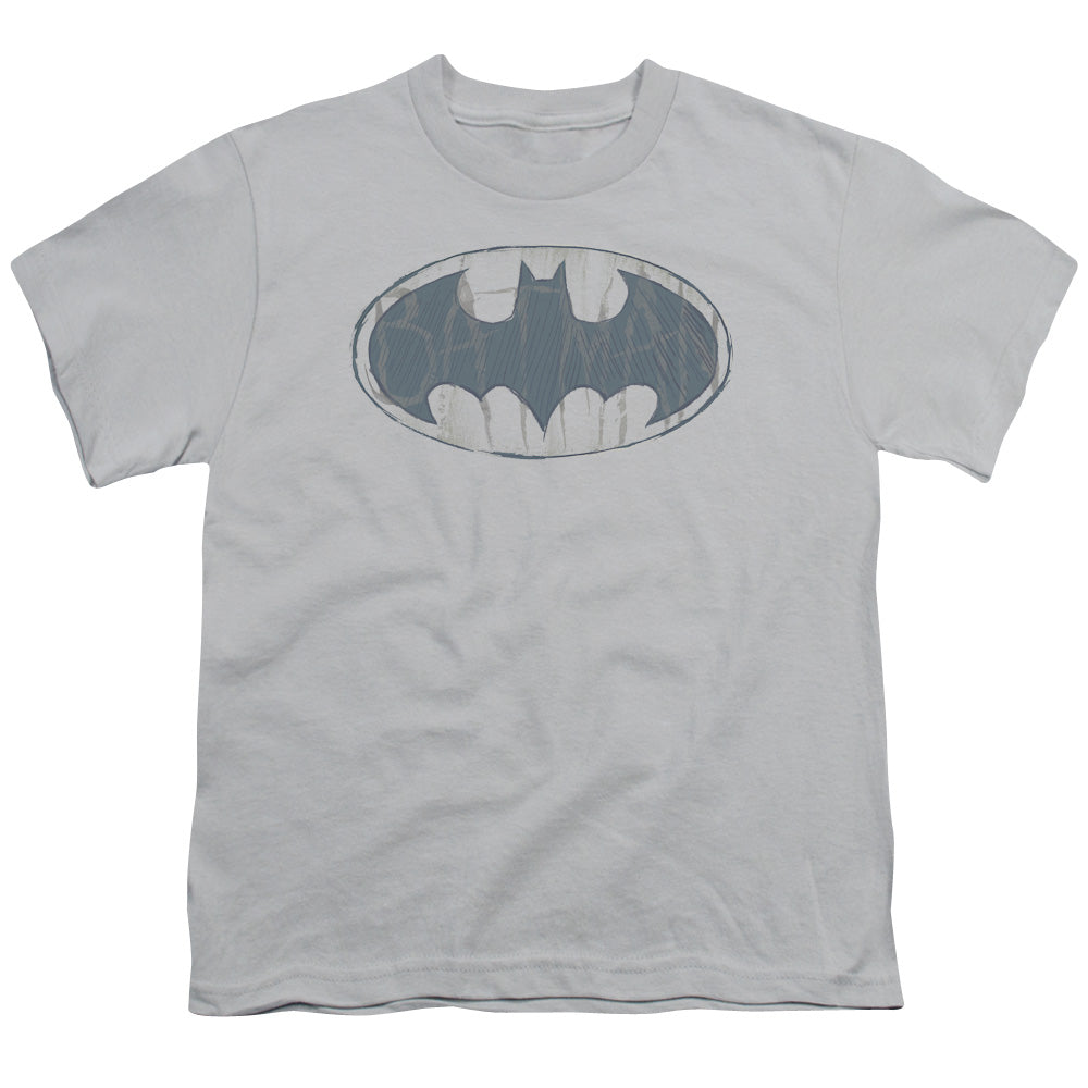 BATMAN WATER SKETCH SIGNAL - S/S YOUTH 18/1 - SILVER T-Shirt