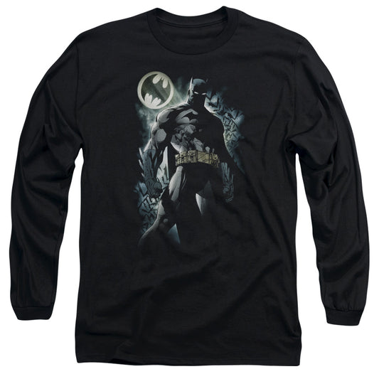 Batman - The Knight - Long Sleeve Adult 18/1 - Black T-shirt