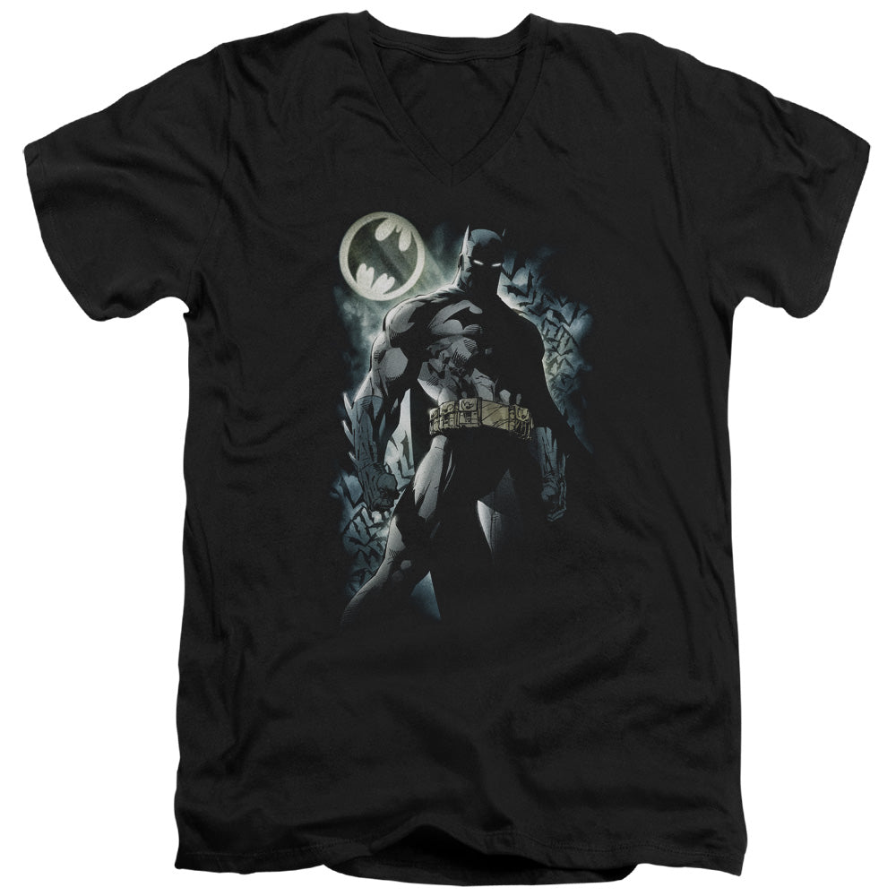Batman - The Knight - Short Sleeve Adult V-neck - Black T-shirt