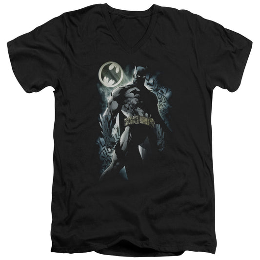 Batman - The Knight - Short Sleeve Adult V-neck - Black T-shirt