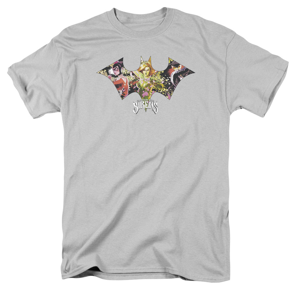 Batman - Sirens Bat - Short Sleeve Adult 18/1 - Silver T-shirt