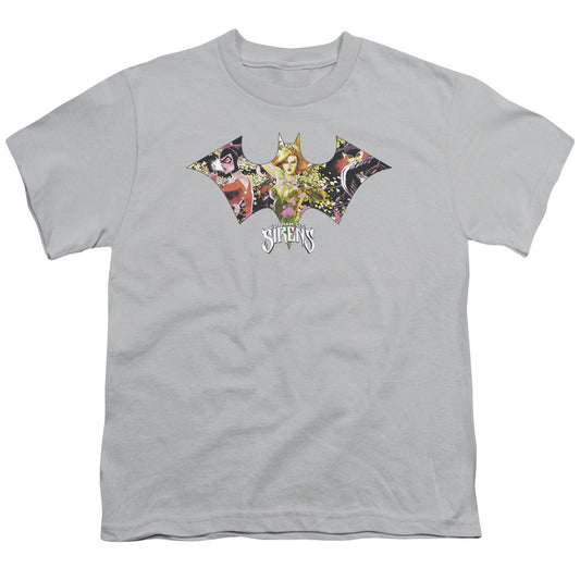 Batman - Sirens Bat - Short Sleeve Youth 18/1 - Silver T-shirt