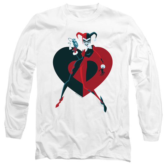 Batman - Harely  Heart - Long Sleeve Adult 18/1 - White T-shirt