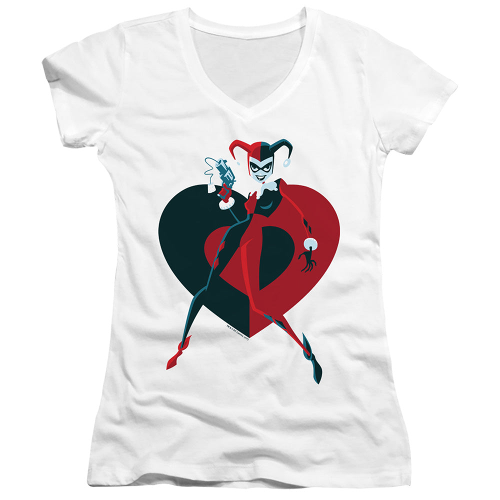 Batman - Harely  Heart - Junior V-neck - White
