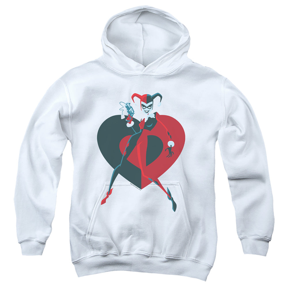 Batman Harely  Heart-youth Pull-over Hoodie - White