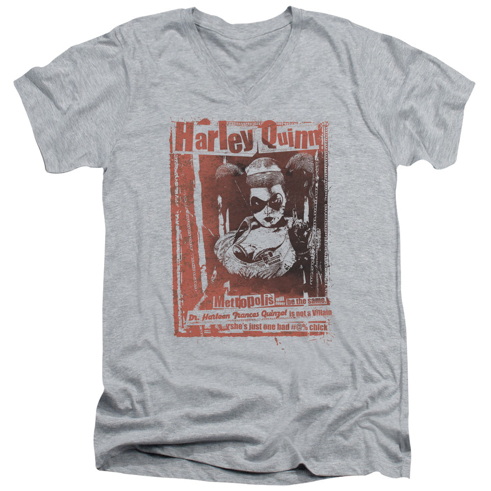 Batman -  Dr Quinn - Short Sleeve Adult V-neck - Athletic Heather T-shirt