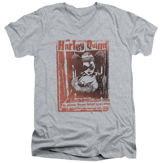 Batman -  Dr Quinn - Short Sleeve Adult V-neck - Athletic Heather T-shirt