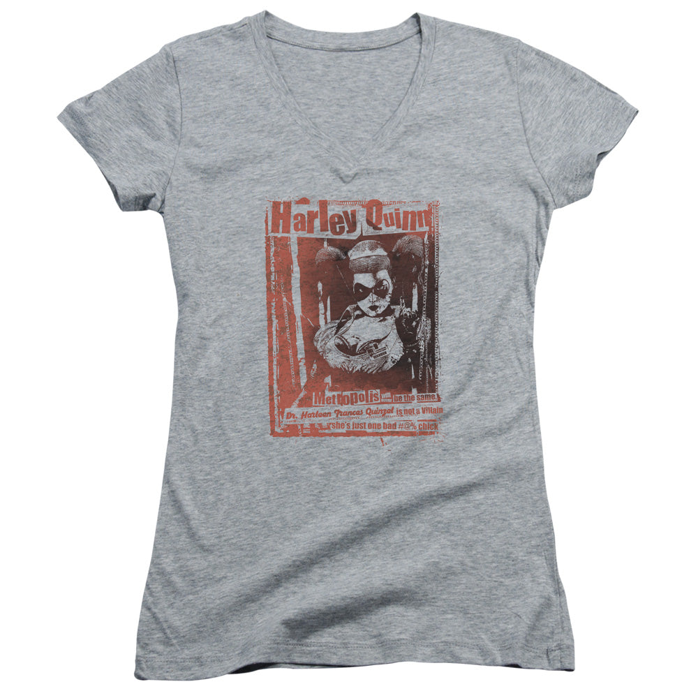 Batman -  Dr Quinn - Junior V-neck - Athletic Heather