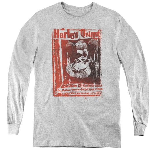 Batman -  Dr Quinn - Youth Long Sleeve Tee - Athletic Heather