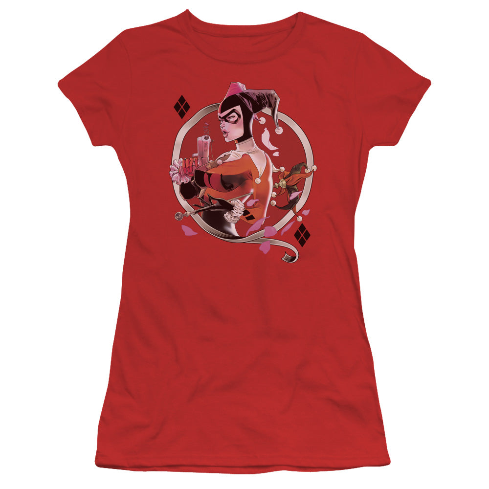 Batman - Harley Q - Short Sleeve Junior Sheer - Red T-shirt