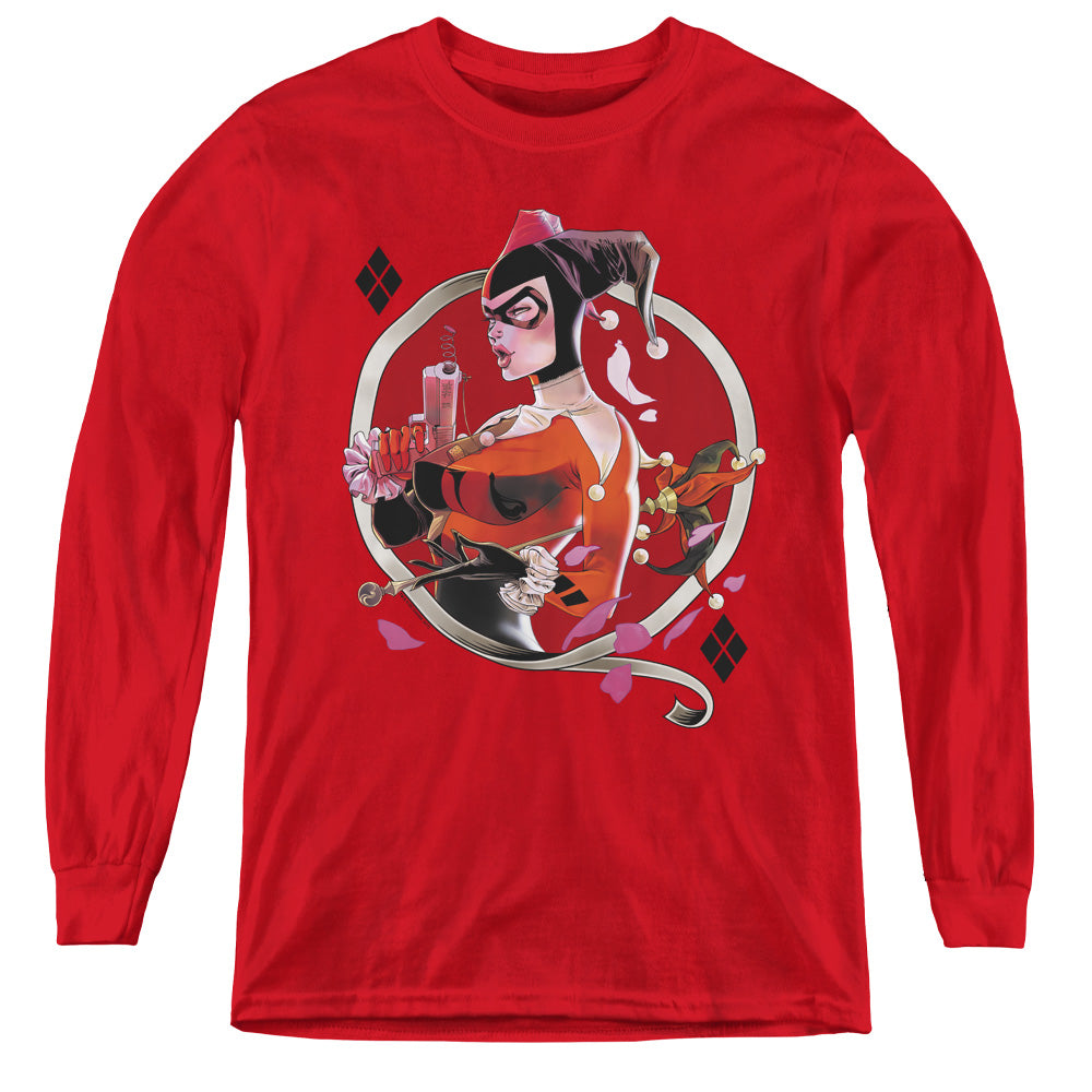 Batman - Harley Q - Youth Long Sleeve Tee - Red