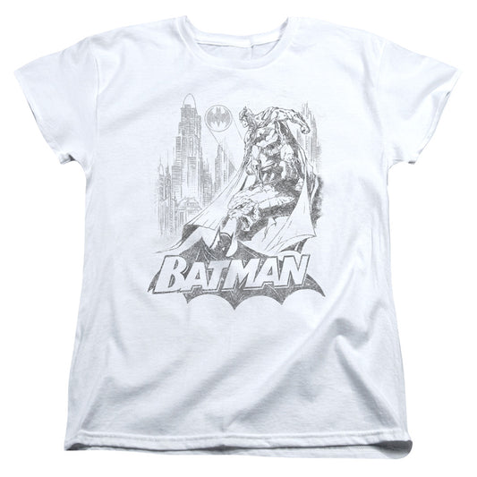Batman - Bat Sketch - Short Sleeve Womens Tee - White T-shirt