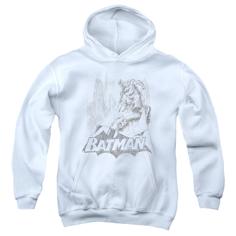Batman - Bat Sketch - Youth Pull-over Hoodie - White