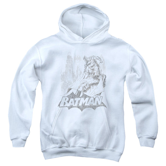 Batman - Bat Sketch - Youth Pull-over Hoodie - White