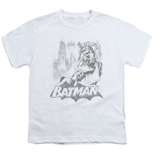 Batman - Bat Sketch - Short Sleeve Youth 18/1 - White T-shirt