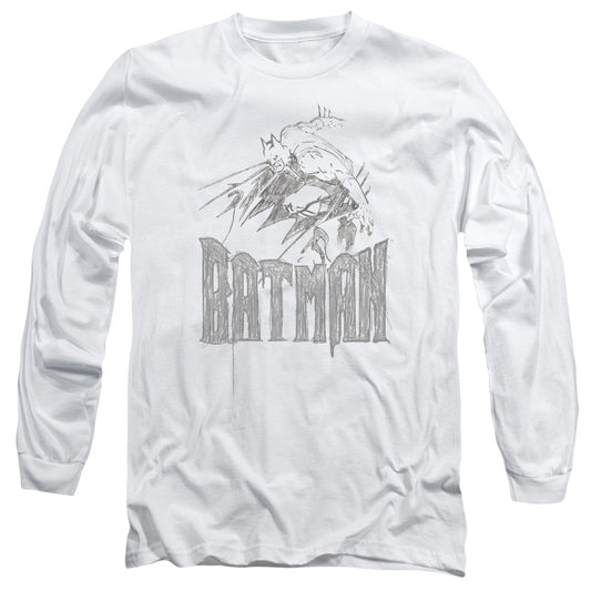 Batman - Knight Sketch - Long Sleeve Adult 18/1 - White T-shirt