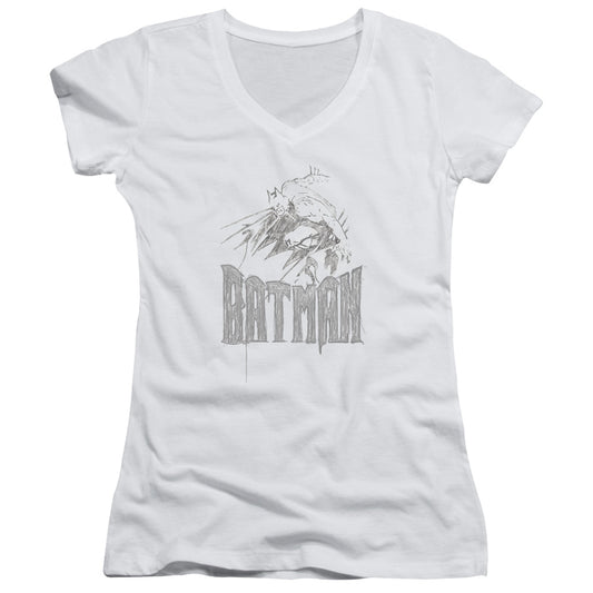 Batman - Knight Sketch - Junior V-neck - White
