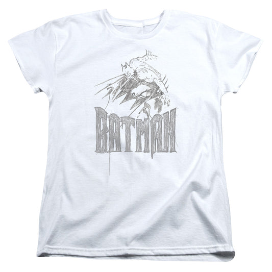 Batman - Knight Sketch - Short Sleeve Womens Tee - White T-shirt