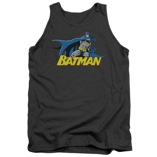Batman - 8 Bit Cape - Adult Tank - Charcoal