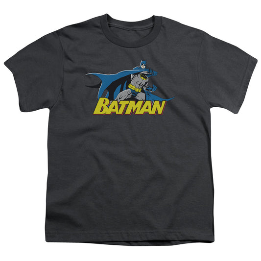 Batman - 8 Bit Cape - Short Sleeve Youth 18/1 - Charcoal T-shirt