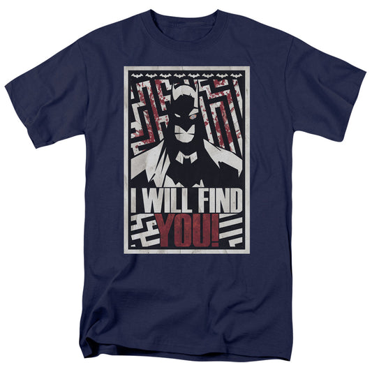 Batman - I Will Fnd You - Short Sleeve Adult 18/1 - Navy T-shirt