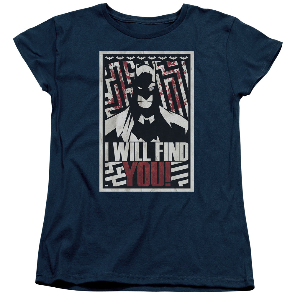 Batman - I Will Fnd You - Short Sleeve Womens Tee - Navy T-shirt