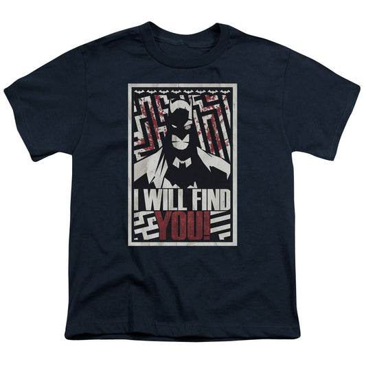 Batman - I Will Fnd You - Short Sleeve Youth 18/1 - Navy T-shirt
