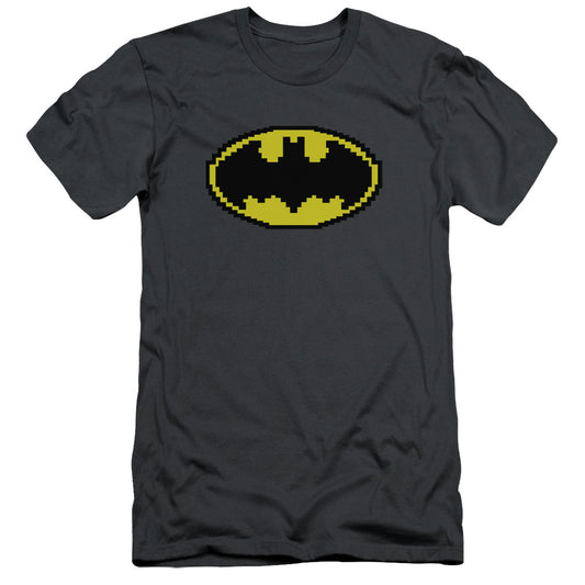 Batman - Pixel Symbol - Short Sleeve Adult 30/1 - Charcoal T-shirt