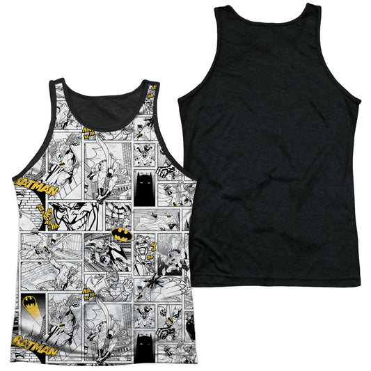 Batman - Comic All Over - Adult Poly Tank Top Black Back - White