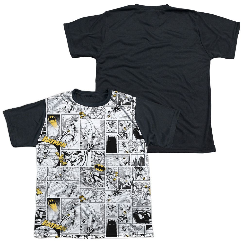 Batman - Comic All Over - Short Sleeve Youth White Front Black Back   - White T-shirt
