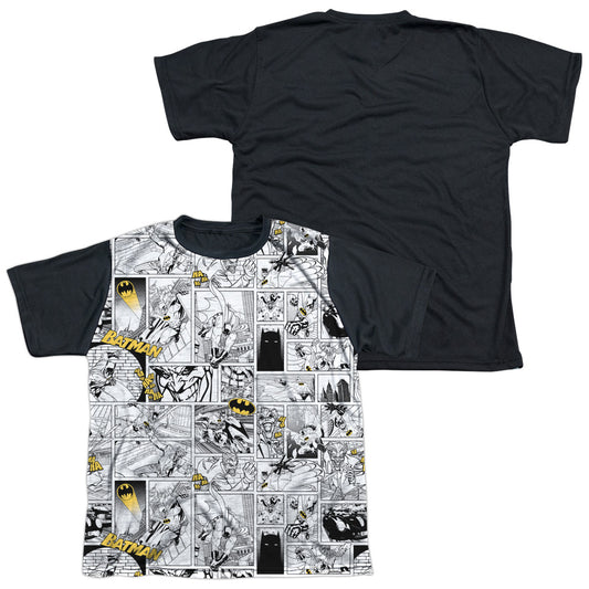 Batman - Comic All Over - Short Sleeve Youth White Front Black Back   - White T-shirt